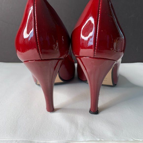 THE SELLER VERO CUOIO RED PATENT SHOES HEELS 3.5" SIZE EU 38/7.5 MADE IN ITALY - Picture 4 of 11